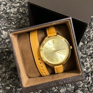 Michael Kors ‘Runaway’ Slim Double Leather Watch